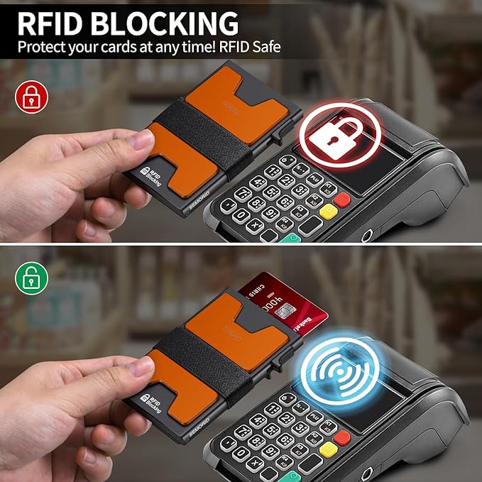 Slim Aluminum Card Holder Wallet for Men, Durable Expandable Backplate, RFID Blocking Minimalist Metal Pop Up Wallet, Holds 12+ Cards Plus Cash