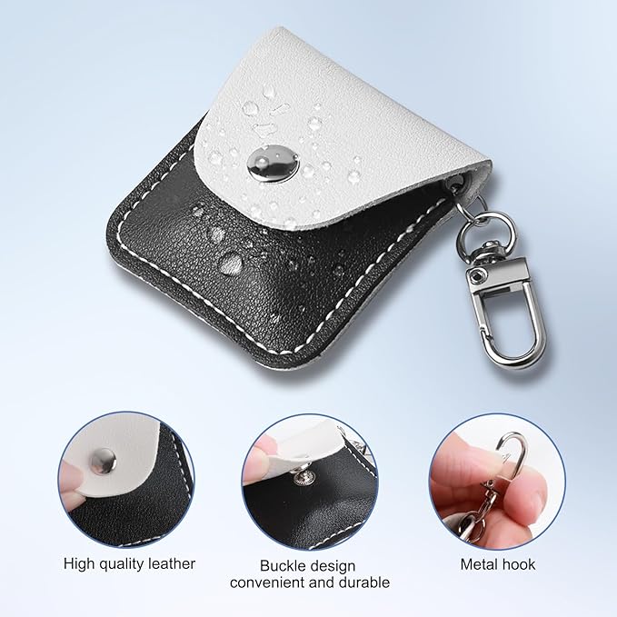 Leather Ring Holder Keychain for Gym, Portable Jewelry Travel Ring Keeper Case for Wedding ring and Necklaces