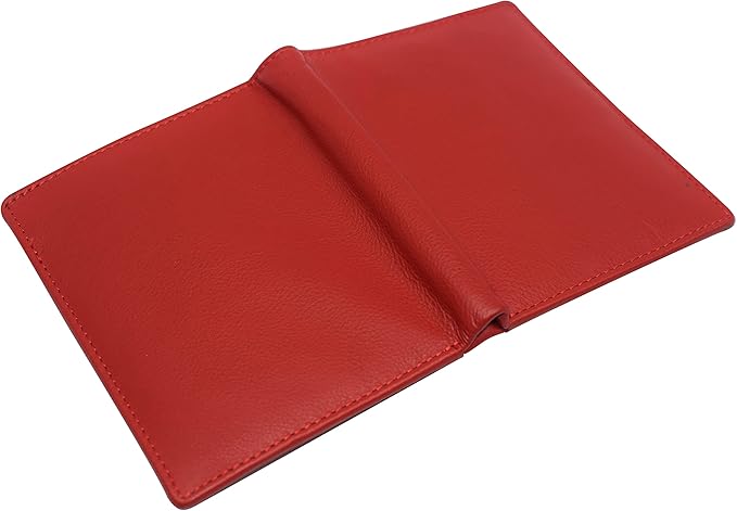 RFID Blocking Bifold Hipster Credit Card Wallet Premium Lambskin Leather (CN Red)