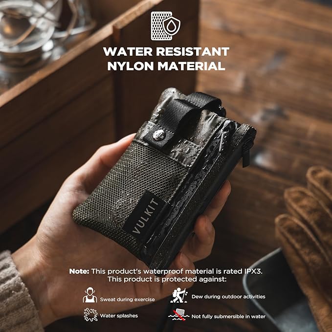 VULKIT Small Minimalist Wallet for Women and Men RFID Blocking, Zipper Coin Pouch with ID Window and Keychain, Water Resistant Travel Lanyard Wallet Camouflage