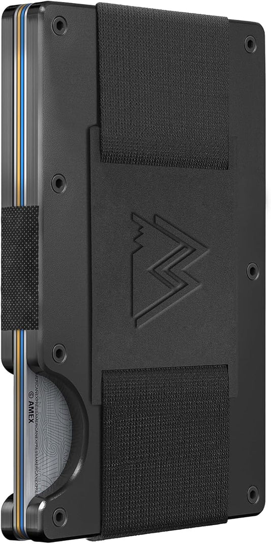 Mountain Voyage Co Minimalist Wallet for Men - Front Pocket Mens Wallet with Cash Strap - Thin RFID Blocking Mens Metal Wallet - Card Holder Wallet - Slim Wallet - Holds up to 15 Cards