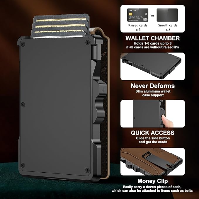 furid Smart Wallet For Men Slim: Rfid Minimalist Pop Up Wallets with Money Clip Metal Credit Card Holder - Gifts for Husband Father at Birthday Anniversary