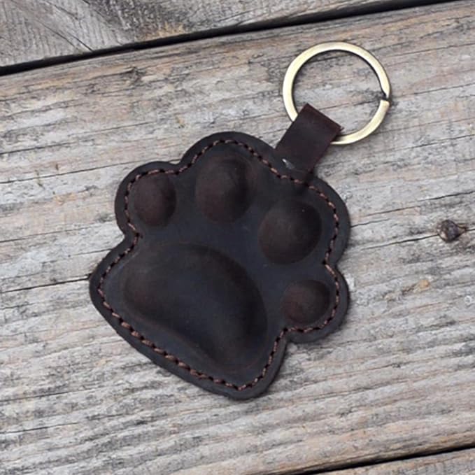 JJNUSA Dog Paw Leather KeyChain Gift Women Men Key Rings Puppy Doggie Lover Accessories