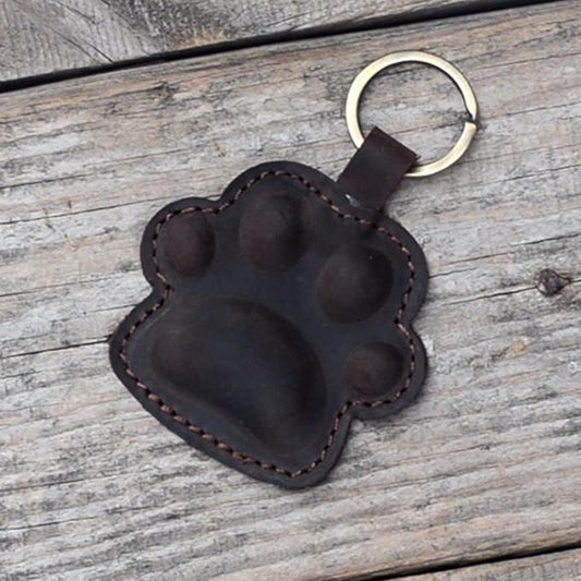 JJNUSA Dog Paw Leather KeyChain Gift Women Men Key Rings Puppy Doggie Lover Accessories