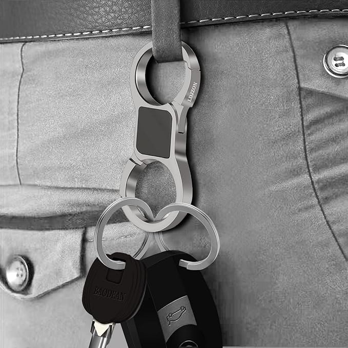 Key Chain Quick Release Spring with 4 Key Rings Car Keychain for Men and Women