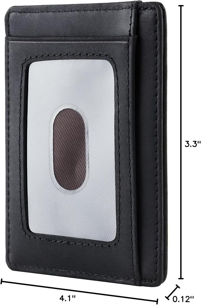 Travelambo Slim Wallet Front Pocket Minimalist Leather RFID Blocking Medium Size