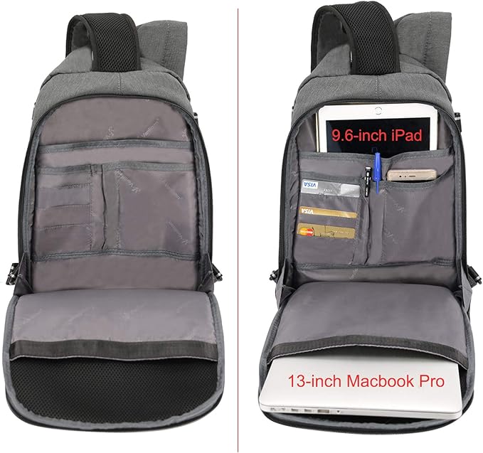 Large Sling Bag Laptop Backpack Cross Body Messenger Bag Shoulder Travel Rucksack (B-Light Gray)