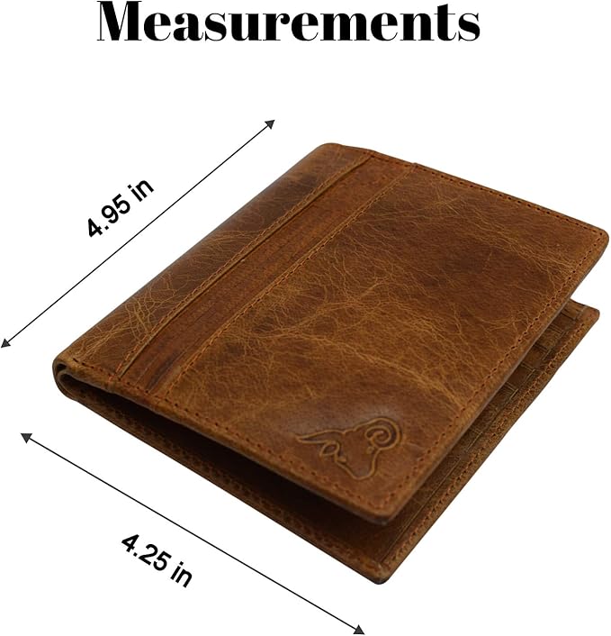 RFID Blocking Bifold Hipster Credit Card Wallet Premium Lambskin Leather (Cavelio Tan)