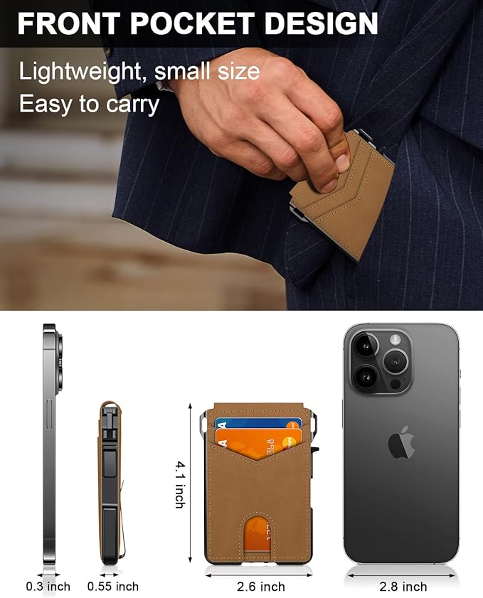 Wallet for Men, Mens Minimalist Wallet 9-13 Cards, Slim Compact Wallet with Money Clip & ID Window, RFID Blocking Smart Pop Up Card Wallet, Metal Aluminum Credit Card Holder Bifold Wallet