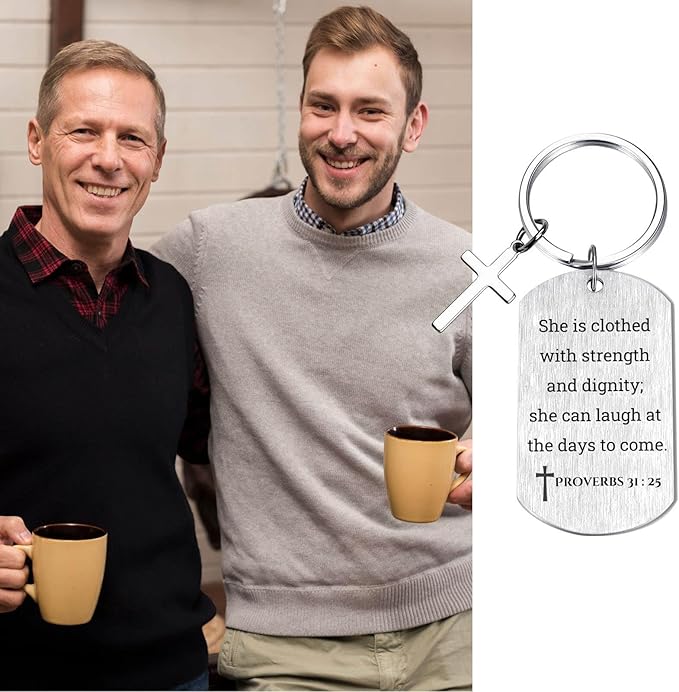 Inspirational Scripture Keychain with Cross - Bible Verse Matte Key Chain Religious Gift for Christian