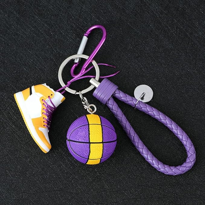 Newly 3D Sneaker Keychain with Mini Basketball & Lanyard, Stylish Shoe Key chain for Basketball Fans Gift for Men and Women
