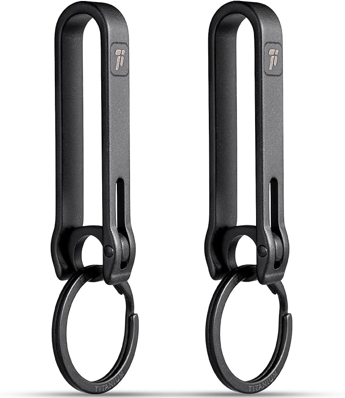 FEGVE Titanium Key Belt Clip Keychain Clip for Men, Belt Loop Key Ring Chain Holder Key Hook for Pants Purse