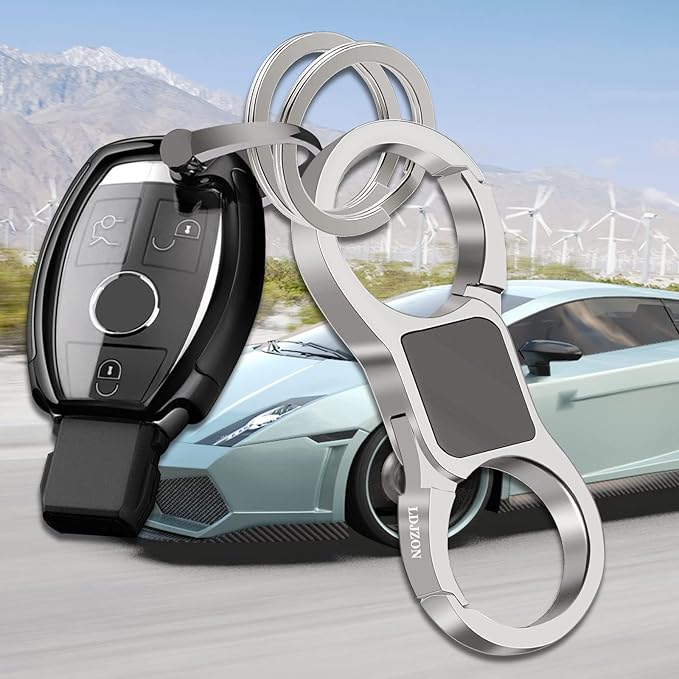 Key Chain Quick Release Spring with 4 Key Rings Car Keychain for Men and Women