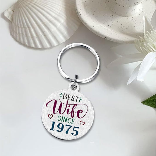 TANWIH 50th Wedding Anniversary Keychain Gifts, 50 Year Anniversary Decoration