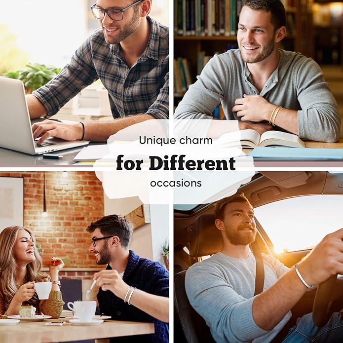 MEALGUET Stainless Steel Mens Cuff Bracelet : Minimal Cool Silver/Black/Gold Plated Open Metal Cuff Bangle Bracelets for Men,Mens Bracelet Jewelry Gift