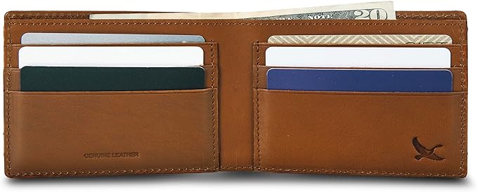 Eddie Bauer Men's Rugged Leather Bifold Wallet | Money Clip | RFID Protection | ID Window | Genuine Leather | EDC