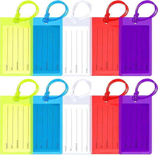 10 Pack Luggage Tags for Suitcases, Airplane Travel Essentials for Flying, International Travel Must Haves, and Luggage Accessories by Sodsay