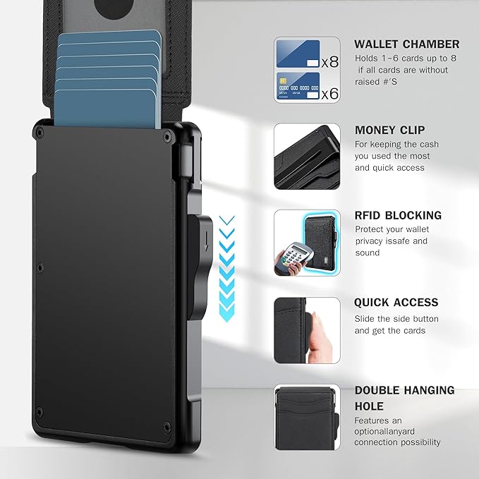 Wallet for Men - with Money Clip Slim Leather Slots Credit Card Holder RFID Blocking Bifold Minimalist Wallet (Gravel Black)