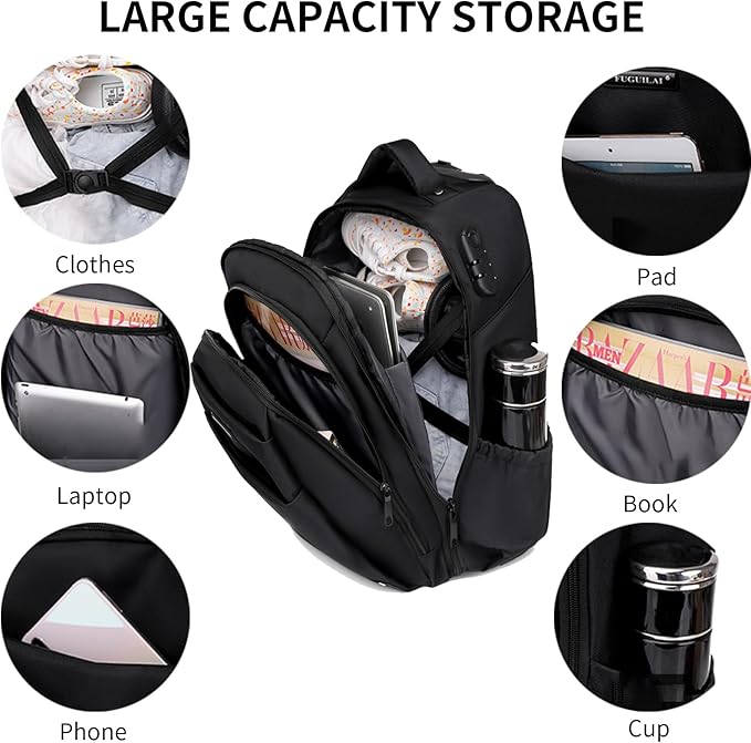 Rolling Backpack for Men Adults, Business Carry on Luggage 15 inch Laptop Wheeled Backpack, Travel Suitcase Women Trolley Bag with Wheels,Black