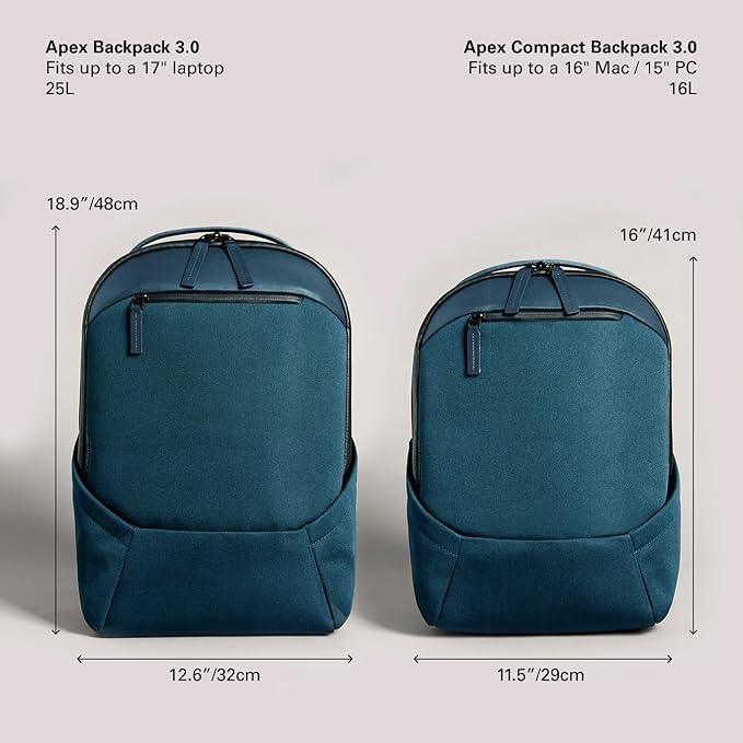 Troubadour Apex Backpack 3.0 – Premium Waterproof Laptop Backpack Fits Up to 17” – Ergonomic Design for Work and Travel – Stylish Backpack with 5-Year Guarantee - Blue