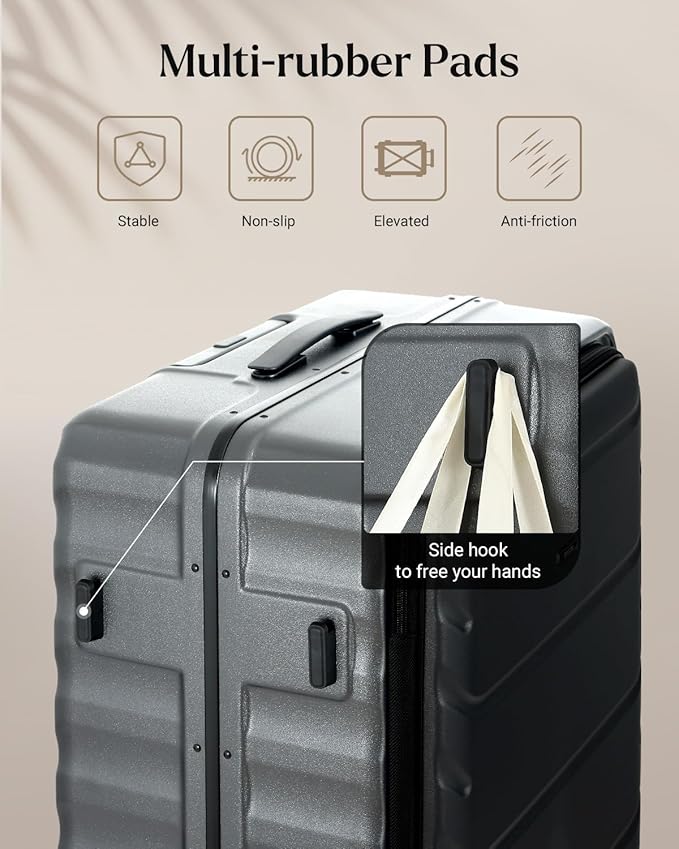 Luggage Sets 2 Pieces, 20/28 Inch PC Hardshell Suitcase with Spinner Wheels, 20 Inch Expandable Clamshell Carry On Luggage and 28 Inch Aluminum Frame Top Opening Checked Luggage (Grey)