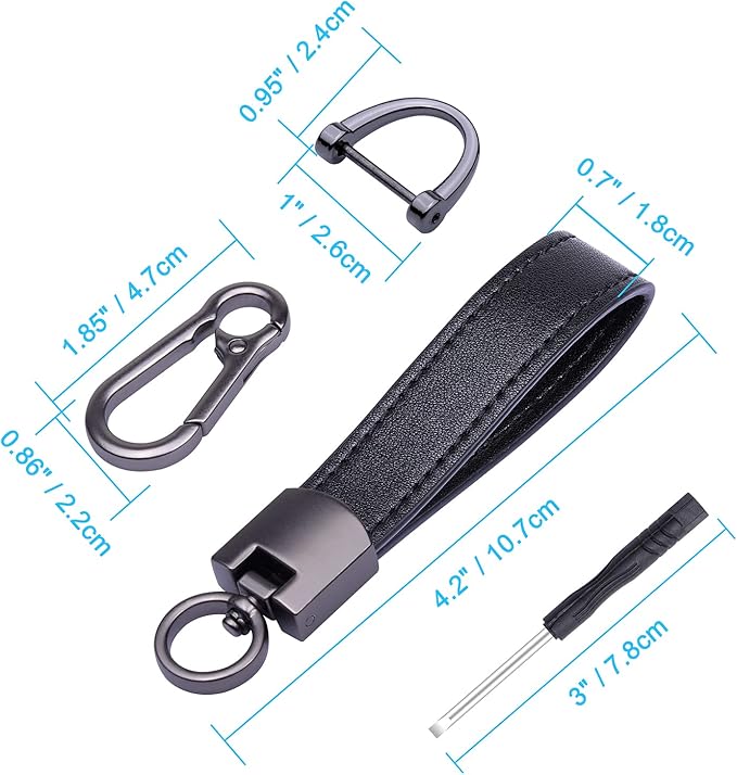 Wisdompro Genuine Leather Car Keychain, Key Fob Key Chain for Men and Women