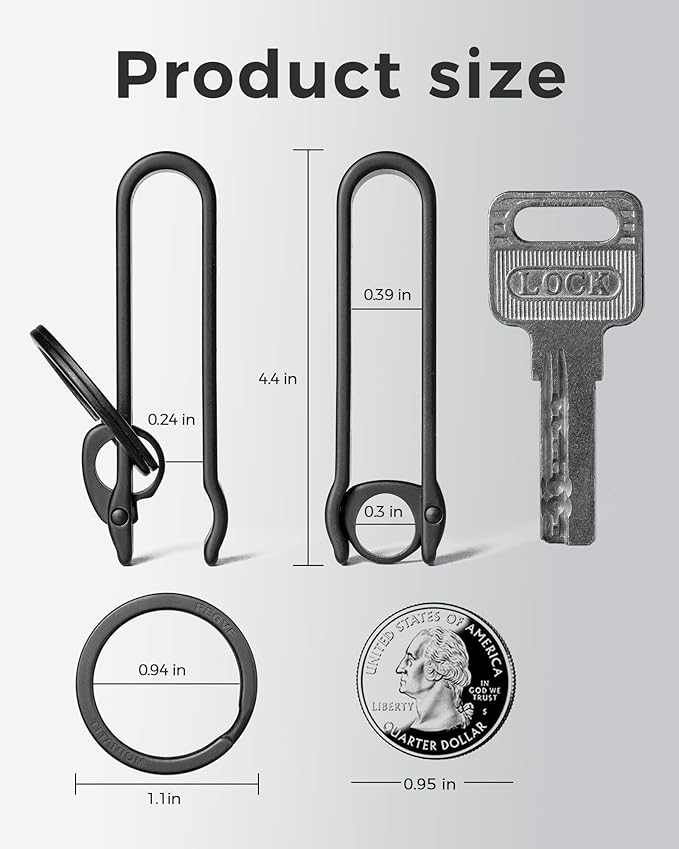 FEGVE Titanium Key Belt Clip Keychain Clip for Men, Belt Loop Key Ring Chain Holder Key Hook for Pants Purse