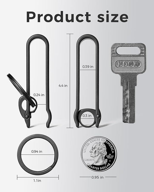 FEGVE Titanium Key Belt Clip Keychain Clip for Men, Belt Loop Key Ring Chain Holder Key Hook for Pants Purse