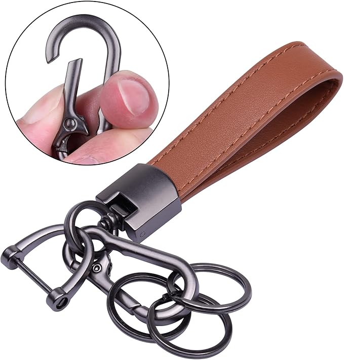 Wisdompro Genuine Leather Car Keychain, Key Fob Key Chain for Men and Women