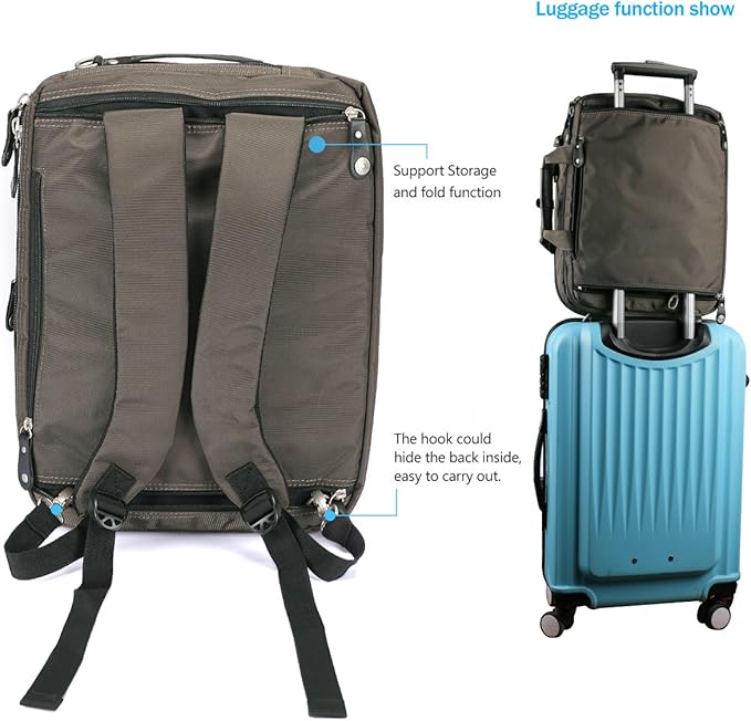 18.4 Inches Laptop Bag Multi-function Briefcase Backpack with Handle and Shoulder Strap Fits Up To 19 Inch Laptops Notebook Computer (Army Green)