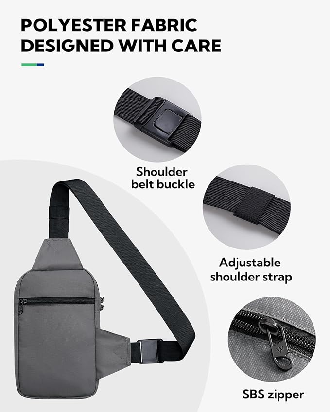 WATERFLY Mini Sling Crossbody Bag: Dual Pocket Small Shoulder Bag Lightweight Casual Phone Chest Bag Daypack for Travel
