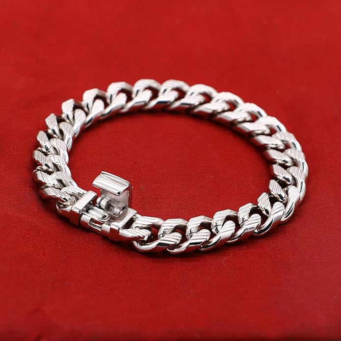 H&Beautimer Fashion 925 Sterling Silver Classic Cuban Chain Bracelet 10mm-7 "8" 9 "10" Curb Cuban Bracelet Solid Thick Large Link Bracelet For Men Jewelry Gift