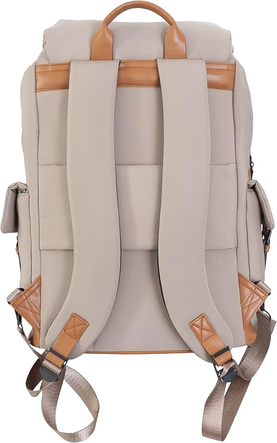 Joan & David 18 Inch Sport Nylon Backpack with Padded Laptop Sleeve (Taupe)