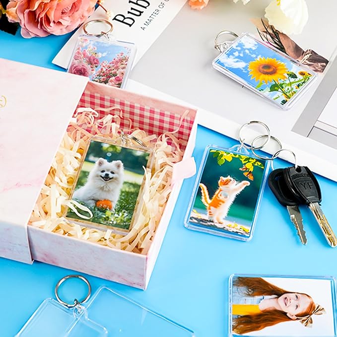 24 Pcs Photo Keychain (2 x 3inch) Transparent Picture Keychain, Acrylic Photo Insert Keychain Blank Photo Insert Keyring DIY Personalize Favor Graduation Gift