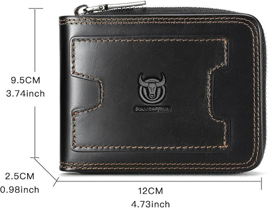 LUKZIJAES Genuine Leather Wallet for Men (#15-Black)