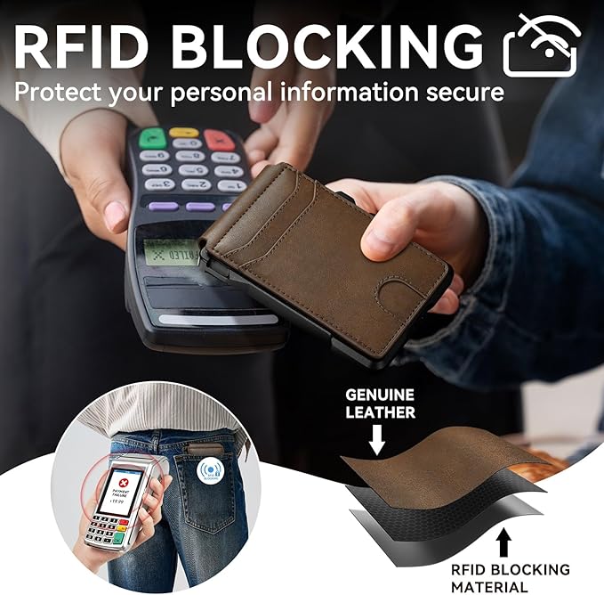 furid Smart Wallet For Men Slim: Rfid Minimalist Pop Up Wallets with Money Clip Metal Credit Card Holder - Gifts for Husband Father at Birthday Anniversary