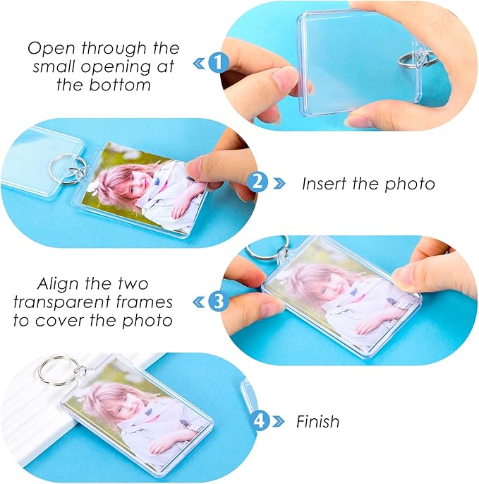 12 Pcs Photo Keychain (2 x 3inch) Transparent Picture Keychain, Acrylic Photo Insert Keychain Blank Photo Insert Keyring DIY Personalize Favor Graduation Gift