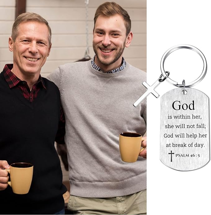 Inspirational Scripture Keychain with Cross - Bible Verse Matte Key Chain Religious Gift for Christian