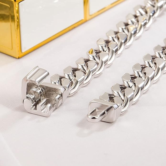 H&Beautimer Fashion 925 Sterling Silver Classic Cuban Chain Bracelet 10mm-7 "8" 9 "10" Curb Cuban Bracelet Solid Thick Large Link Bracelet For Men Jewelry Gift