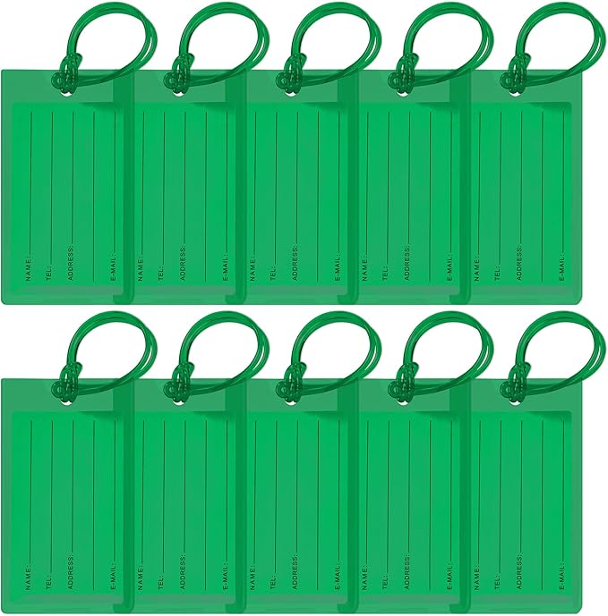 10 Pack Luggage Tags for Suitcases, Airplane Travel Essentials for Flying, International Travel Must Haves, and Luggage Accessories by Sodsay