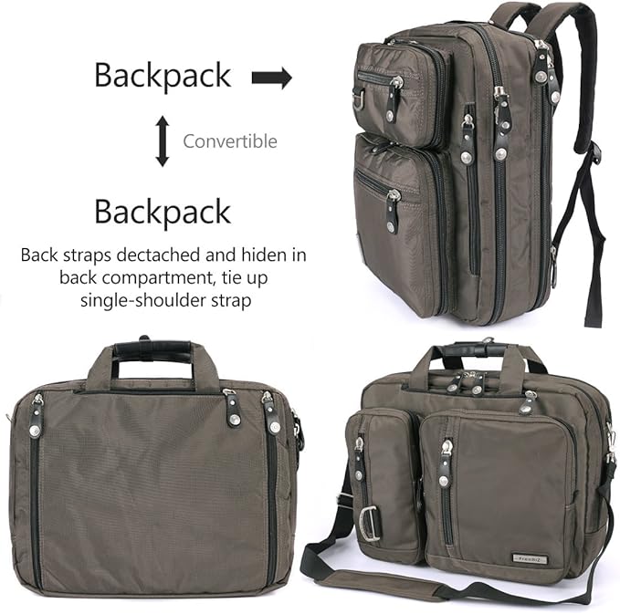 18.4 Inches Laptop Bag Multi-function Briefcase Backpack with Handle and Shoulder Strap Fits Up To 19 Inch Laptops Notebook Computer (Army Green)