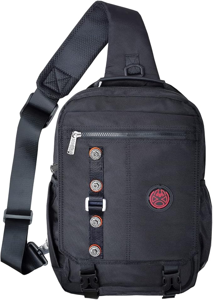 Large Sling Bag Laptop Backpack Cross Body Messenger Bag Shoulder Travel Rucksack (C- Black)