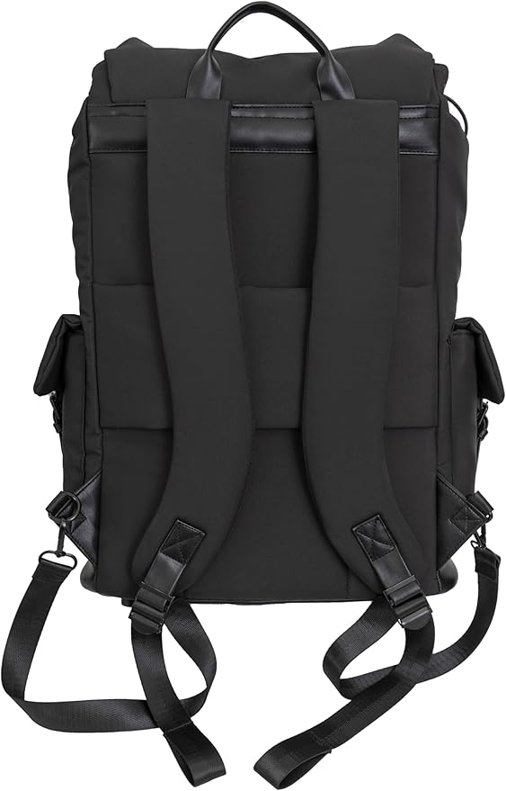Joan & David 18 Inch Sport Nylon Backpack with Padded Laptop Sleeve (Black)