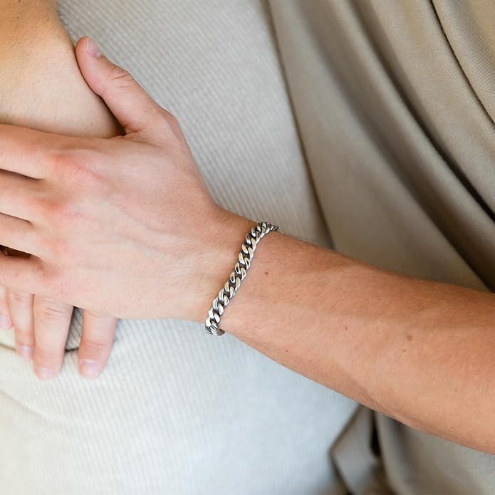 Elegatto Cuban Chain Premium 18K Gold Plated Bracelet for Men| Polished Gold-Plated Stainless Steel Cuban Link Chain | Men's Designer Jewelry Bracelets