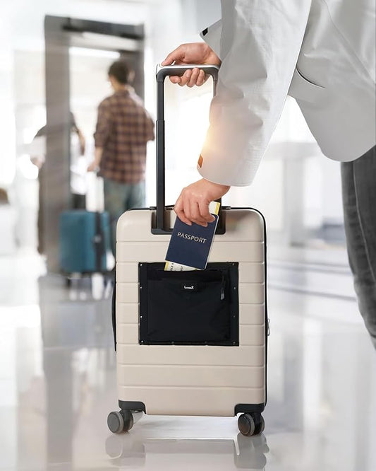 LUGGEX Carry On Luggage with Spinner Wheels - 20 inch Hardshell Suitcases - Accelerate Access with DiHook, Handy Pouch, TSA lock, Black