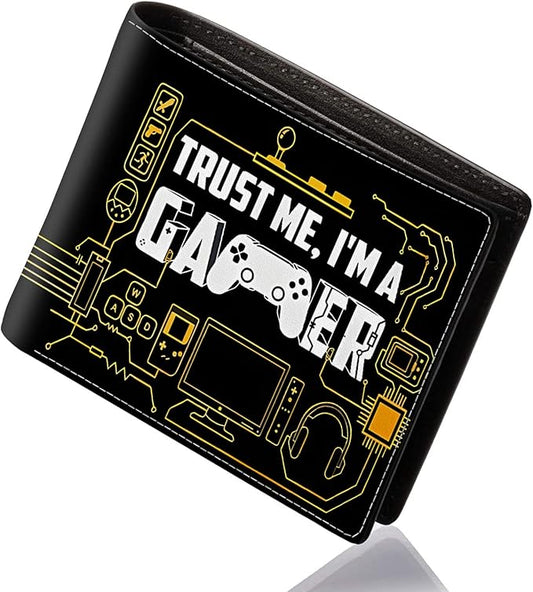 Teen Boys Wallet - Cool Wallet for Boys Game Design Slim Thin PU Leather Bifold Rfid Blocking Zipper Black Men Boy Purse with Credit ID Card Cash Holder Coin Pocket ID Window