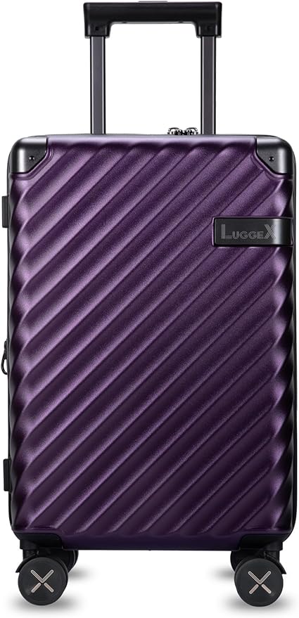 LUGGEX Luggage with Spinner Wheels, Polycarbonate Expandable Hard Shell Suitcase, Carry On 20 Inch, Purple