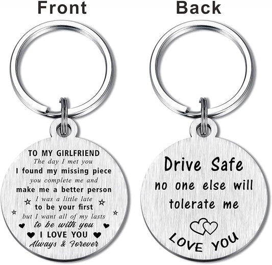 Drive Safe No One Else Will Tolerate Me Keychain, I Love You Gifts for Valentines Anniversary Birthday Fathers Day