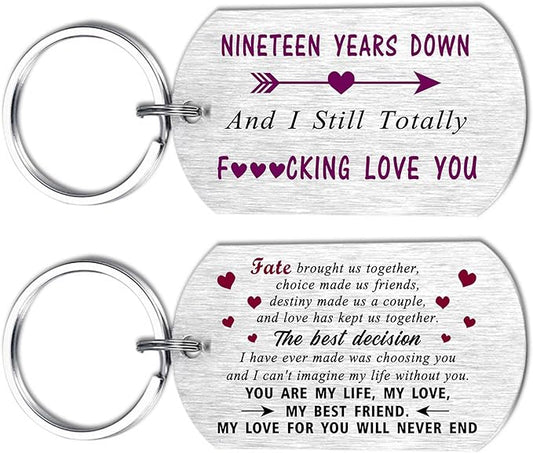 Funny Anniversary Wedding Gifts for Men Women, I Still Totally F Love You Anniversary Keychain for Him Her Husband Wife
