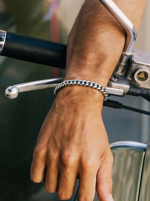 ChainsPro Cuban Link Bracelet for Mens, 6/10/14 mm, 19-21CM Length, 18K Gold Plated/316L Stainless Steel/Black-With Gift Box